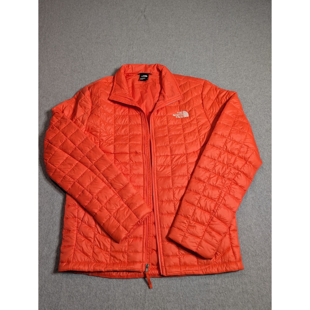The North Face Mens ThermoBall Eco Jacket Orange Quilted Puffer Full Zip Small
